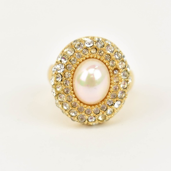 DIOR Swarovski Crystal & Fantasy Pearl Ring (mn) - Picture 3 of 7
